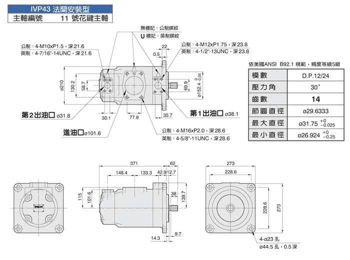 IVP43双联泵批发【安頌】子母叶片定量泵