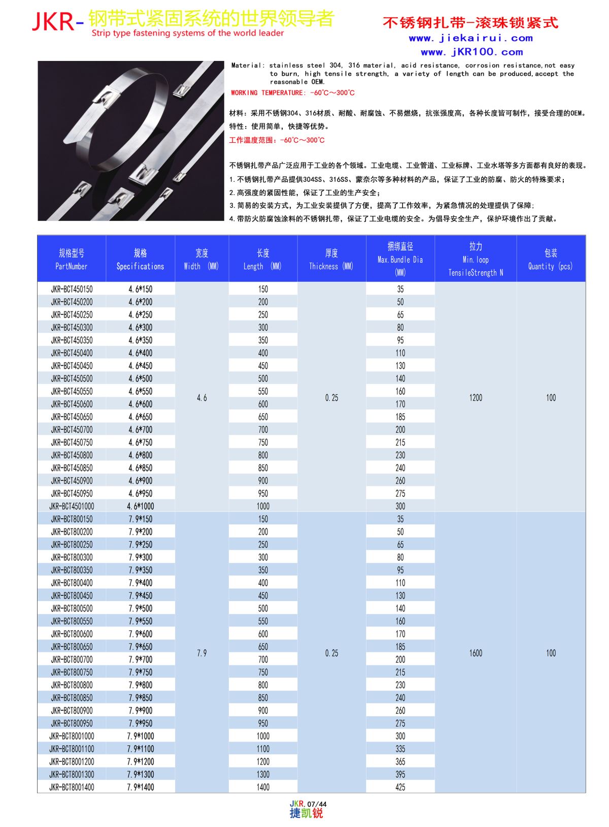 捷凯锐-JKR可退式扎带,南平市规格齐全的电力不锈钢扎带