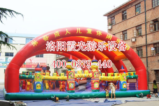 带拱米奇乐园充气蹦床批发【霞光游乐设备】