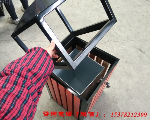 環暢垃圾桶生產廠家供應hc3060戶外木條垃圾桶 鋼板果皮箱原始圖片2