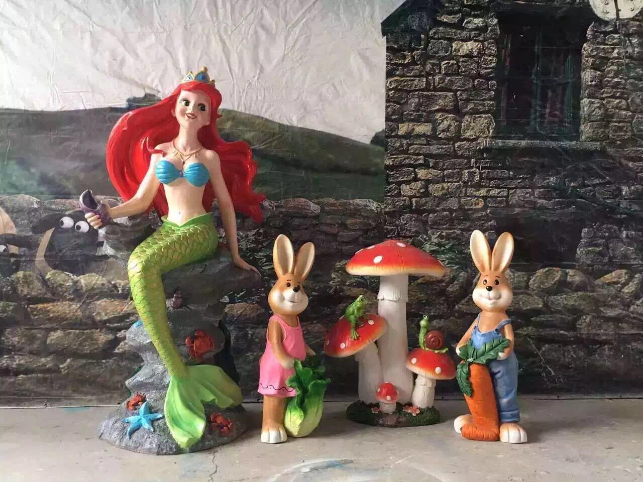 海洋展覽道具模型出租玻璃鋼海豚貝殼美人魚出租原始圖片2
