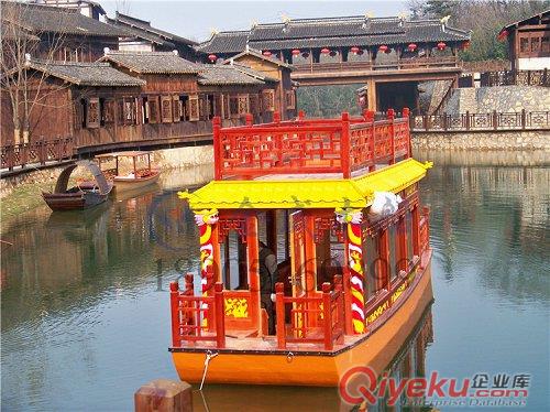 彩色畫舫船 旅游景區(qū)游船 木船 觀光船 電動船