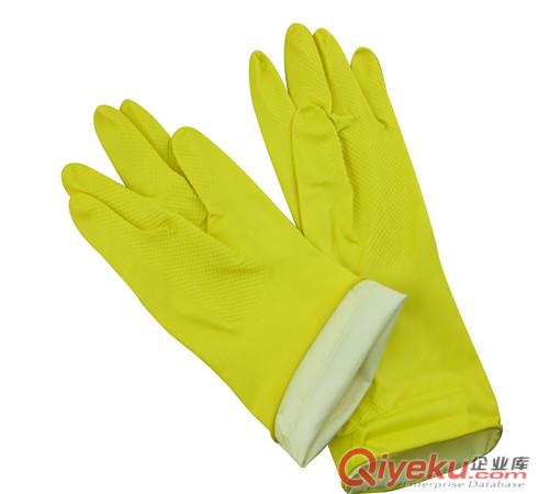 黃色家務手套 出口級 噴絨手套原始圖片2