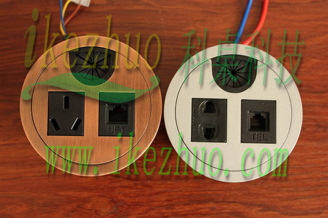 圆形穿线孔桌面插座  tj电脑桌面插座 专业生产穿线盒插座厂家