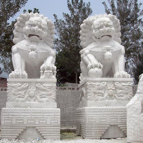 大連漢白玉石雕獅子，大連石雕獅子，大連漢白玉獅子，大連墓地獅子，大連石獅子原始圖片3