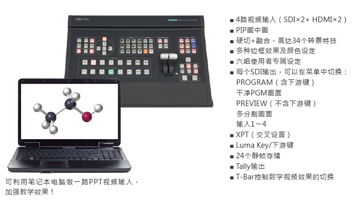 厂家供应洋铭SE-700高清4通道切换台 SDI/HDMI输入导播台