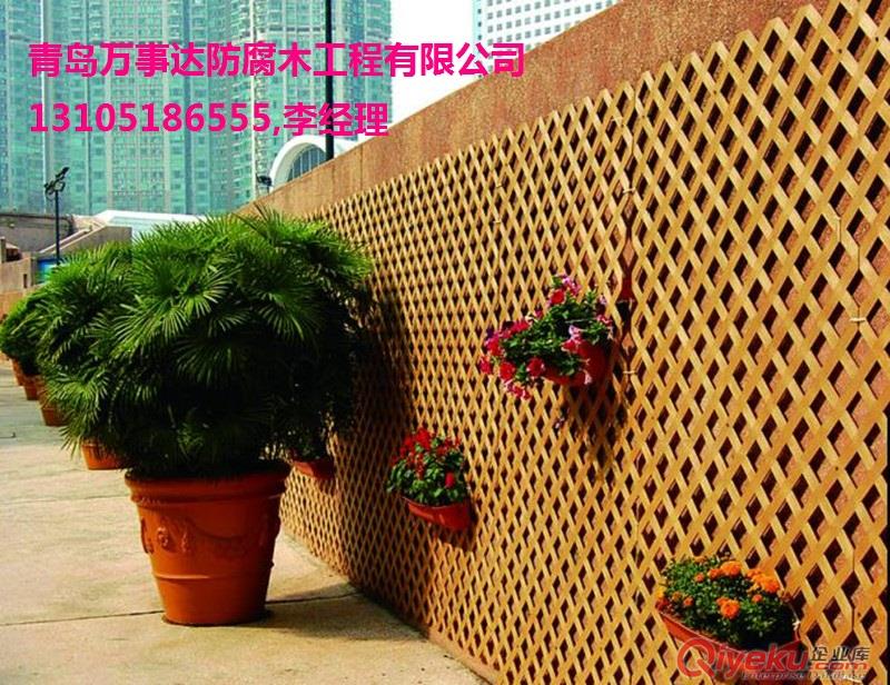 青島即墨防腐木花格花箱庭院秋千