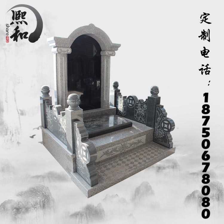 供應豪華家族式藝術墓碑 中國黑墓碑 石碑廠直銷 手工雕刻 可定制原始圖片2