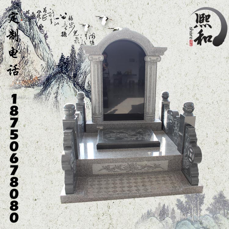 供應豪華家族式藝術墓碑 中國黑墓碑 石碑廠直銷 手工雕刻 可定制原始圖片3