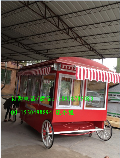 商業區食品fm車，流動木制手推車，商場購物車花車