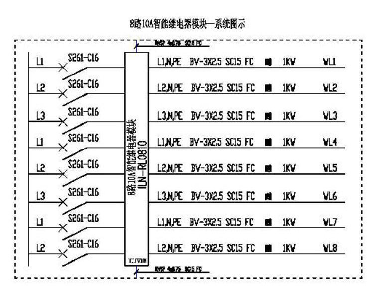 8路10A智能開關(guān)模塊接線示意圖