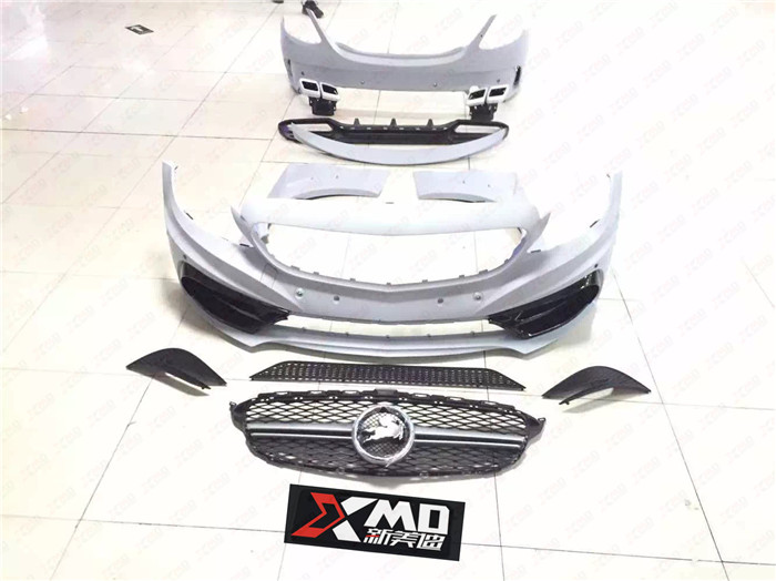 奔馳新C級(jí)W205 C260 C300 C63改裝卡爾森Carlsson大包圍前唇排氣原始圖片2