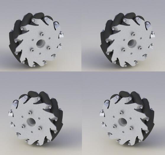 一套(4个)127mm轻载型麦克纳姆轮(mecanum wheel)带赛钢 14198