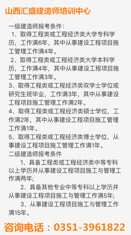 山西匯盛提供具有品牌的一級建造師培訓