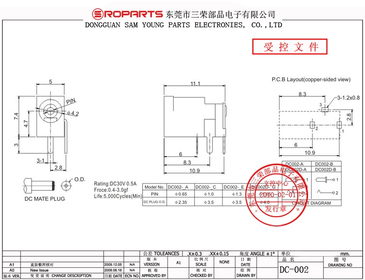 供應(yīng)三榮部品/SROPARTS   DC-002插座 {gx} 環(huán)保 壽命長原始圖片2